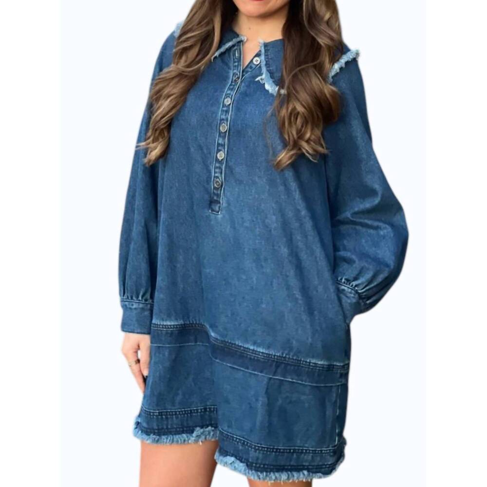 NEW LISTICLE denim mini dress in md blue